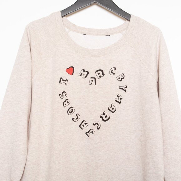Marc by Marc Jacobs I Heart MJ Beige Gray Cotton Graphic Sweatshirt - XS/S - Picture 4 of 10